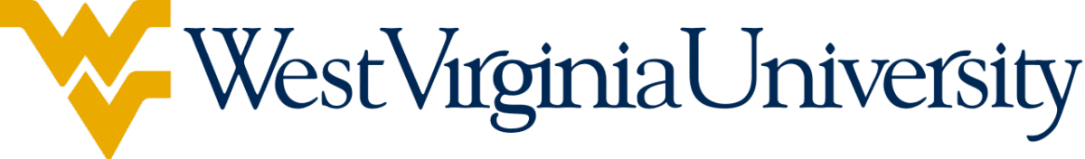 West Virginia University logo with a gold "WV" symbol and blue text spelling "West Virginia University.
