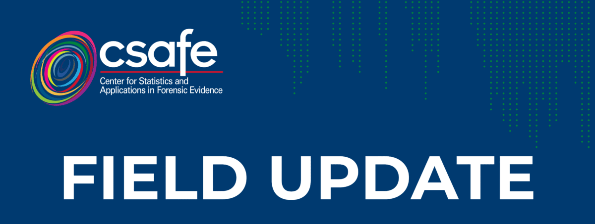 CSAFE logo with text "Field Update" on a blue background with green dotted patterns.