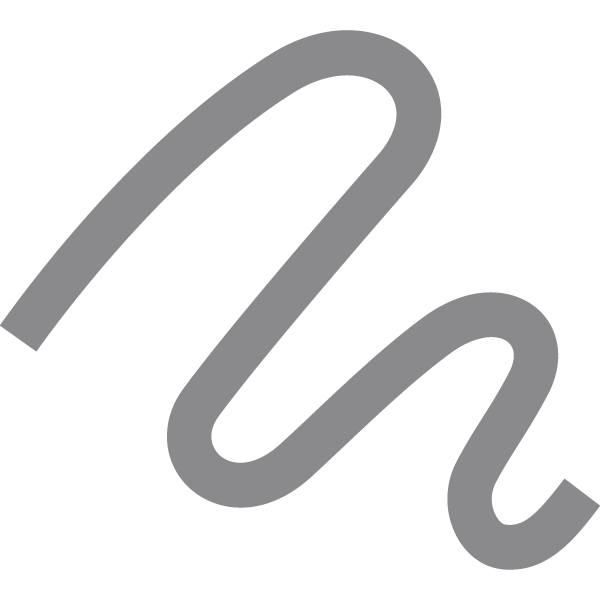 A thick gray wavy line forming an abstract, looping shape on a light gray background.