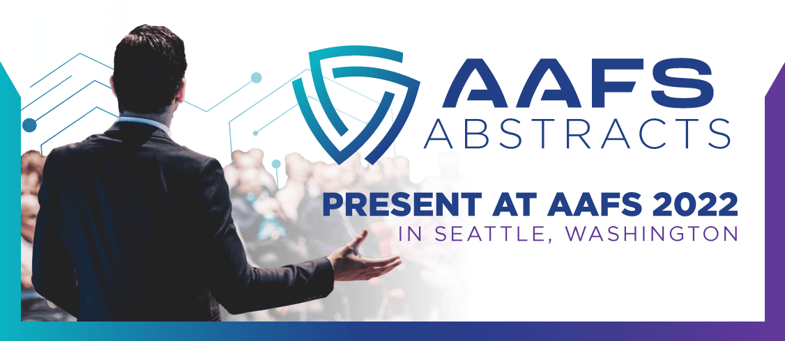 Man gestures to audience with "AAFS Abstracts Present at AAFS 2022 in Seattle, Washington" text displayed.