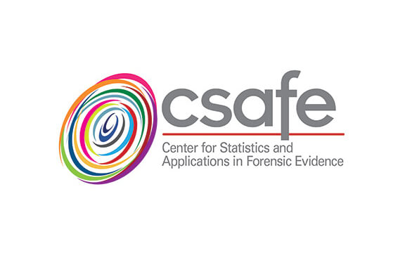 CSAFE logo with text: Center for Statistics and Applications in Forensic Evidence.