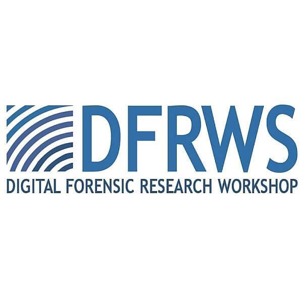 DFRWS logo with blue arcs and text: Digital Forensic Research Workshop.