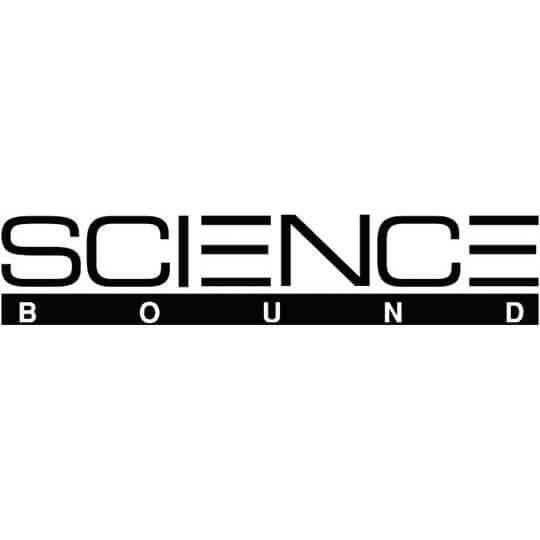 The words "Science Bound" in bold, modern black font with "BOUND" underlined beneath "SCIENCE.