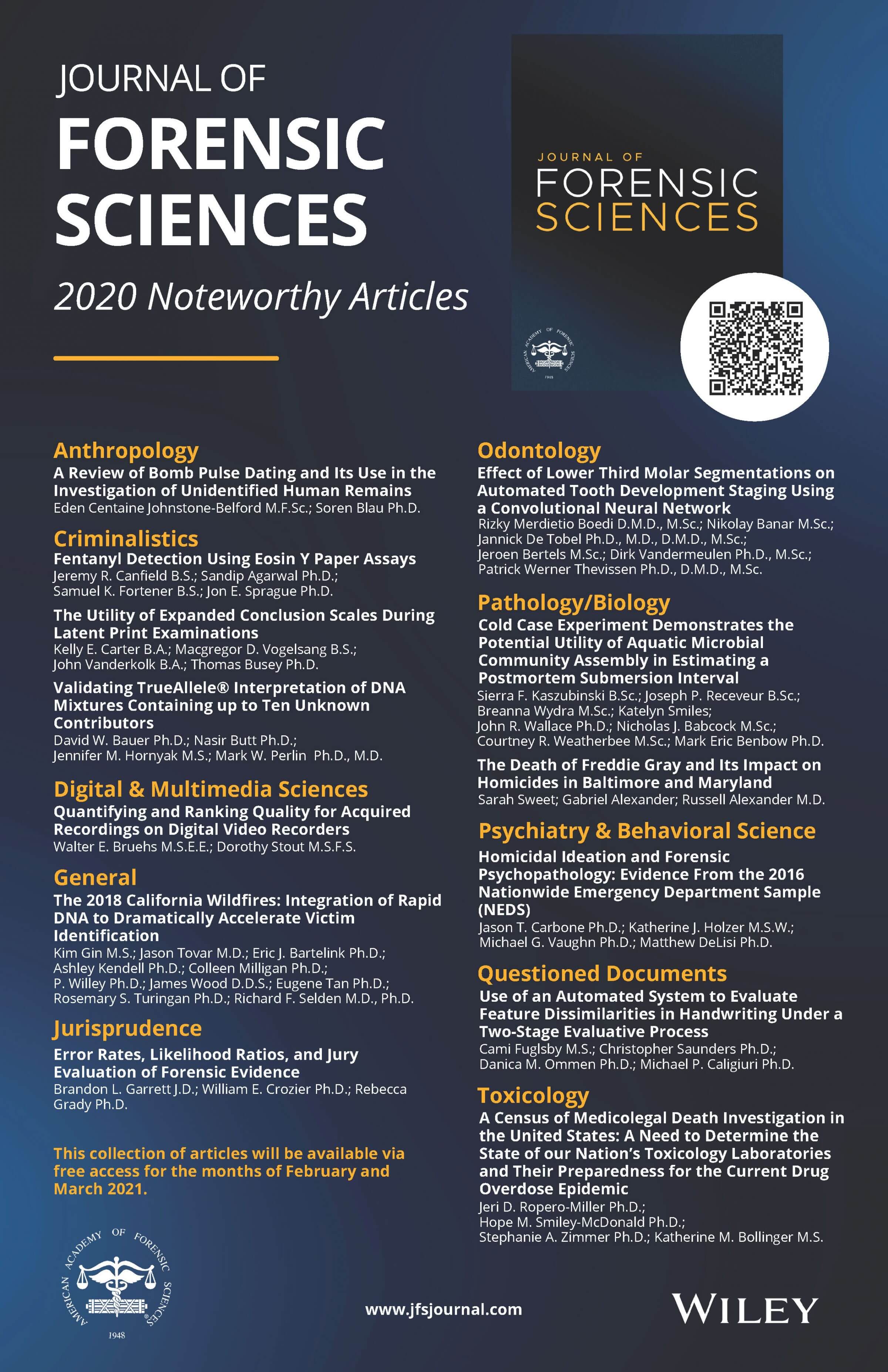 Journal of Forensic Sciences 2020 Noteworthy Articles