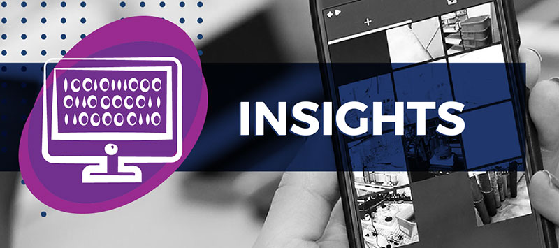 Computer icon, hand holding phone with photos, and the word “INSIGHTS” in bold white text.