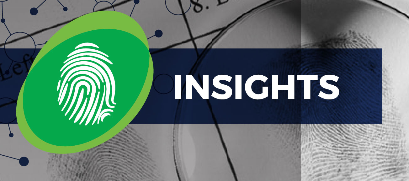 Green fingerprint icon and the word “INSIGHTS” over a fingerprint background.