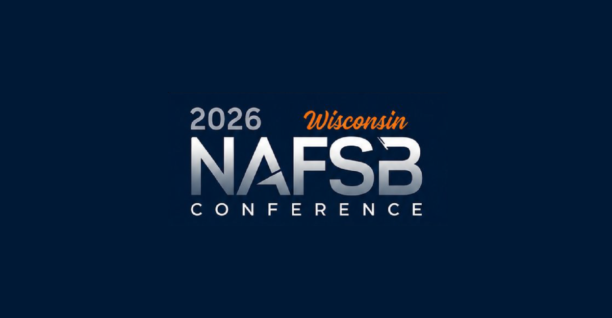 2026 Wisconsin NAFSB Conference logo on a dark blue background.