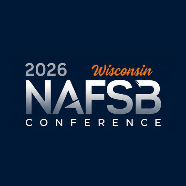 2026 Wisconsin NAFSB Conference logo on a dark blue background.